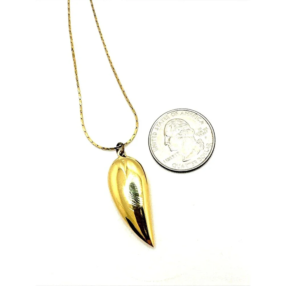 Vintage PARK LANE Teardrop Pendant Necklace Gold Tone Minimalist Box Chain 28